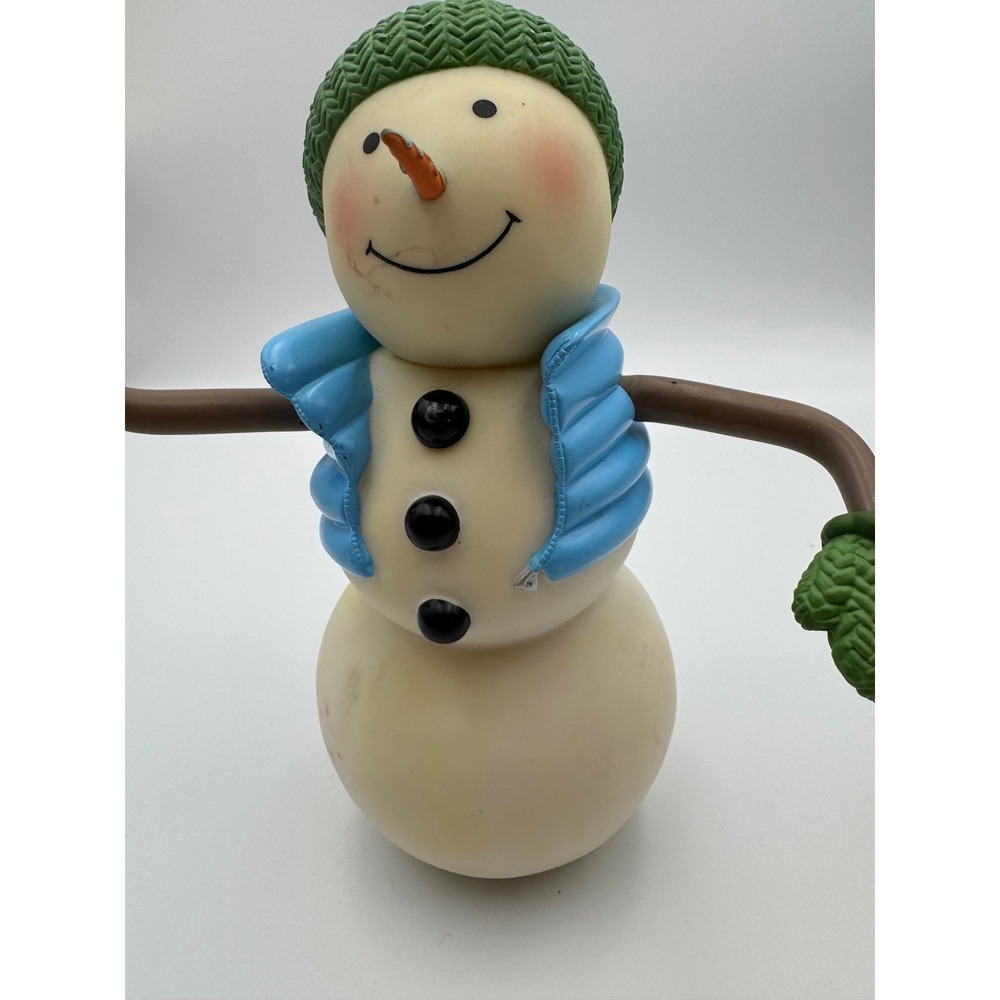 Hallmark Musical Animated Snowman Green Hat Blue Vest Christmas Decor